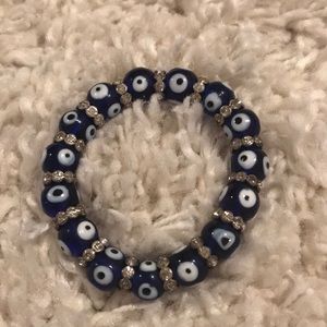 Evil eye dark blue stretch bracelet